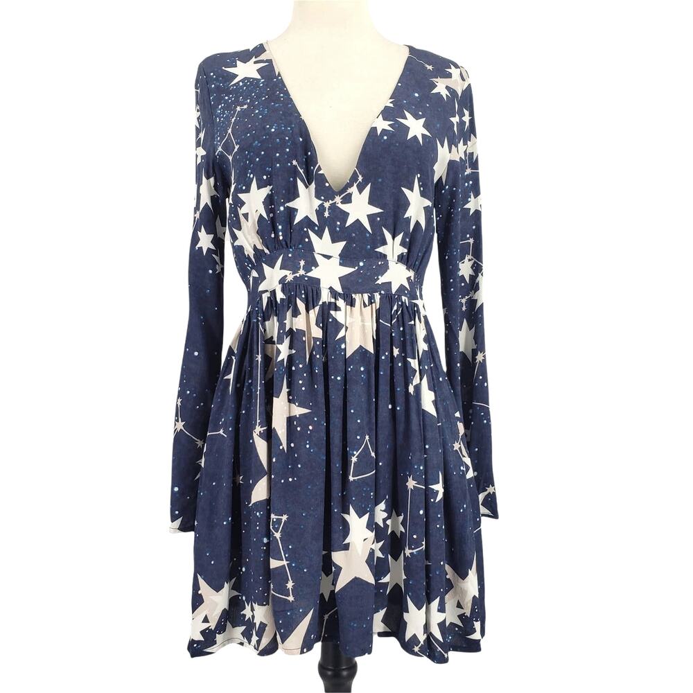 Urban Outfitters Little White Lies Jessian Star Print Mini Dress Bell Sleeve